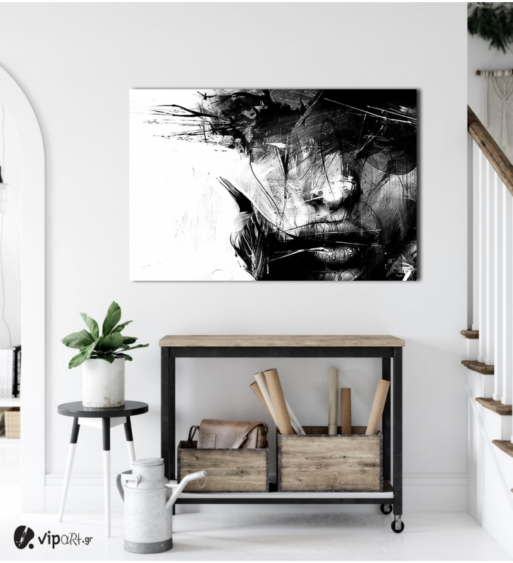 Πίνακας σε Καμβά : Black and White Face Art