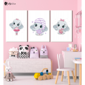 Σύνθεση Με Πίνακες Καμβάδες 60x40 - 3 Τεμάχια - Little Cute Elephant