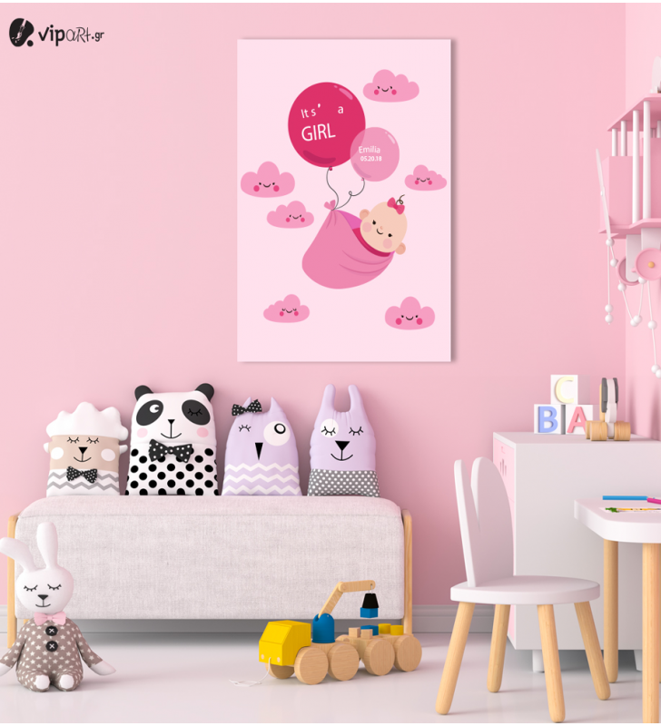 Πίνακας Καμβάς Baby Girl's Name and Date of Birth