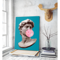 Πίνακας σε Καμβά : Statue of David blowing a bubble art
