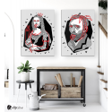 Σύνθεση με πίνακες Καμβάδες : Mona Lisa Van Gogh modern vector art - 2 Τεμάχια 70x50