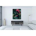 Πίνακας Καμβάς Pink flamingo- Gold frame