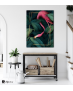 Πίνακας Καμβάς Pink flamingo- Gold frame