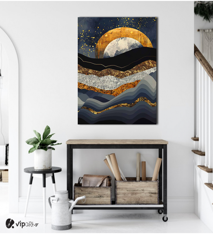 Πίνακας Καμβάς Black sea Sunset- Gold details