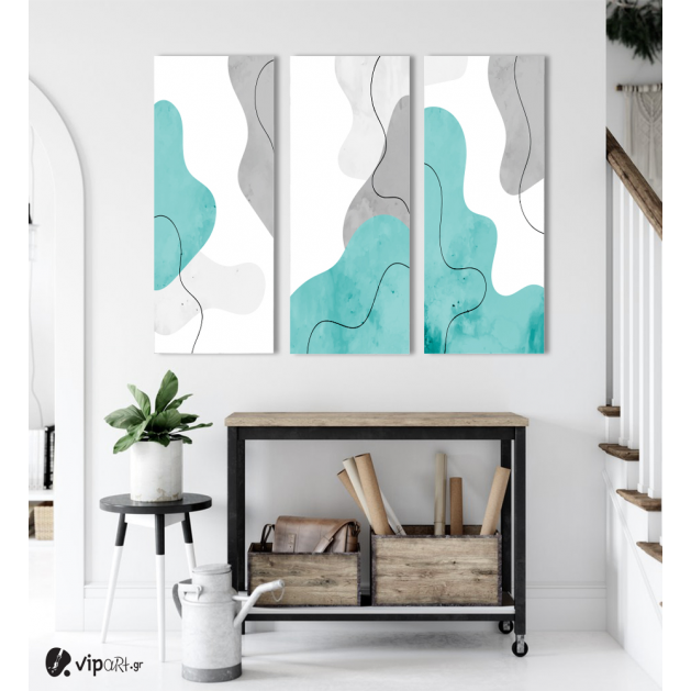 Σύνθεση με Πίνακες σε Καμβά Hand Painted Abstract 3 τεμάχια 40x100