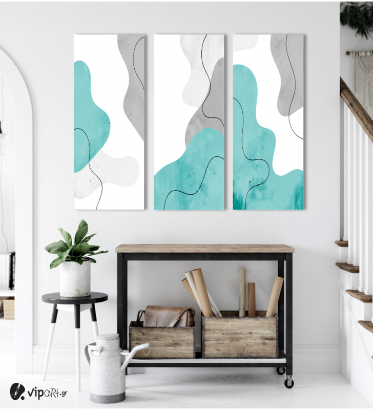Σύνθεση με Πίνακες σε Καμβά Hand Painted Abstract 3 τεμάχια 40x100