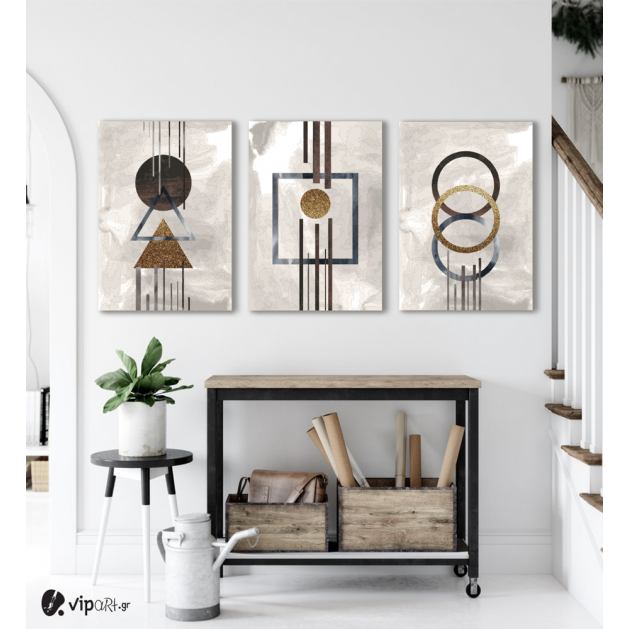 Σύνθεση Με Πίνακες Καμβάδες 60x40 - 3 Τεμάχια - Minimal Symbols