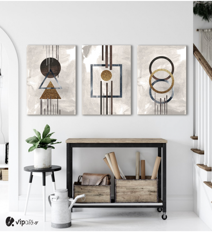 Σύνθεση Με Πίνακες Καμβάδες 60x40 - 3 Τεμάχια - Minimal Symbols
