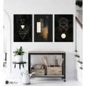 Σύνθεση Με Πίνακες Καμβάδες 60x40 - 3 Τεμάχια - Gold & White Symbols