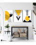 Σύνθεση Με Πίνακες Καμβάδες 60x40 - 3 Τεμάχια - Black & Yellow Art