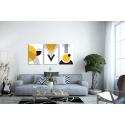 Σύνθεση Με Πίνακες Καμβάδες 60x40 - 3 Τεμάχια - Black & Yellow Art
