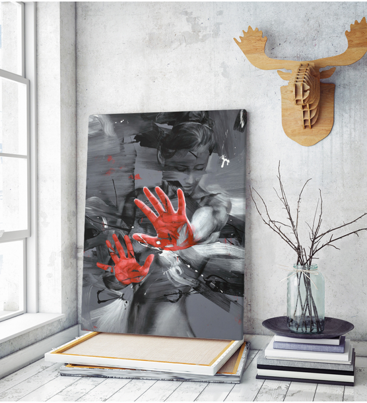 Πίνακας Καμβάς Woman Paint Art Red
