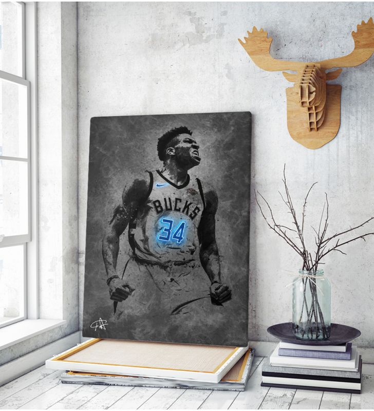 Πίνακας Καμβάς Giannis Antetokounmpo Neon Art