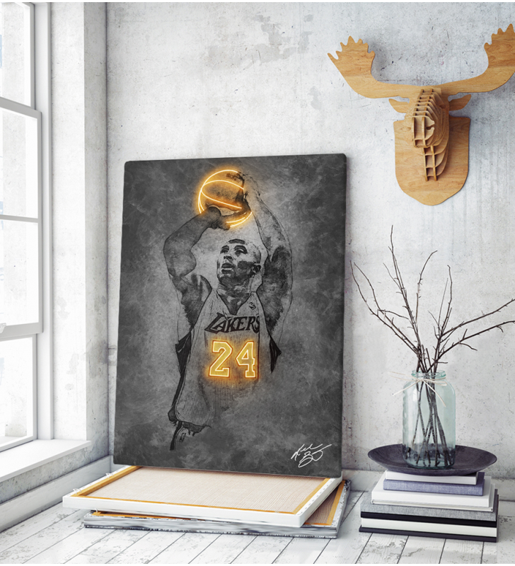 Πίνακας Καμβάς Kobe Bryant Neon Art