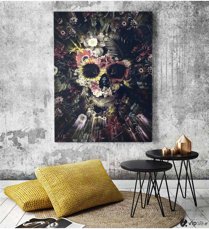 Πίνακας σε Καμβά Flower Skull Art