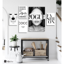 Σύνθεση με πίνακες Καμβάδες Fashion Chanel Vogue Canvas - 4 Τεμάχια 30x20  & 1 Tεμάχιο 60x40