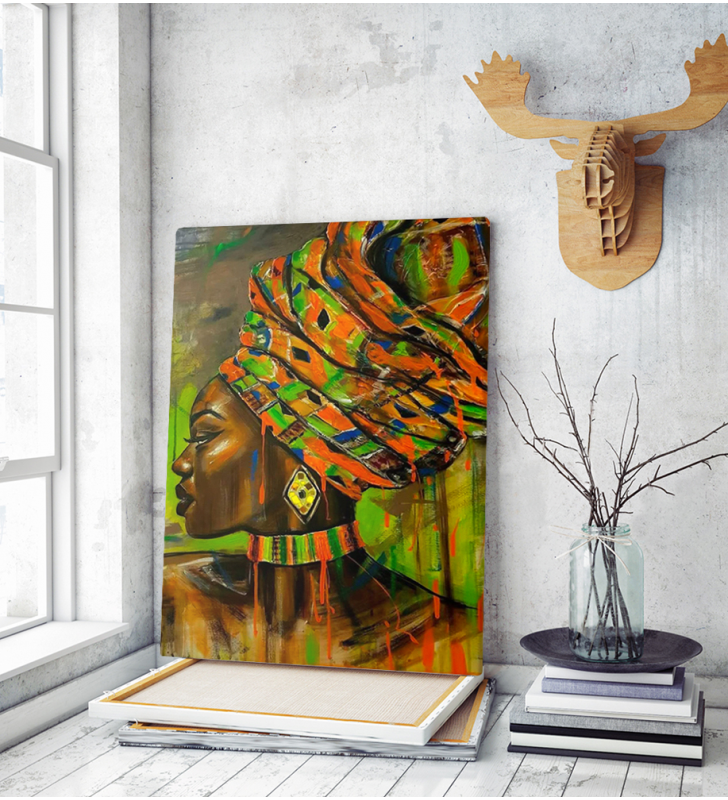 Πίνακας σε Καμβά :  Afican Woman colorful Painting