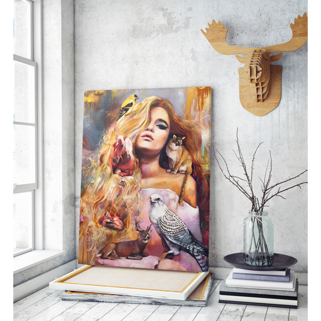 Πίνακας Καμβάς Colorful Woman Painting- Animals