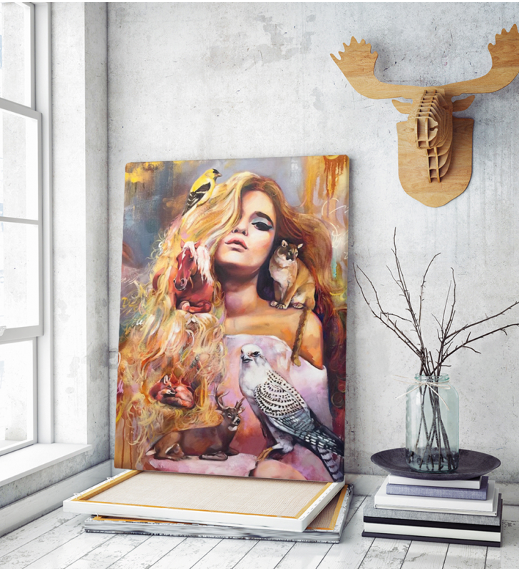 Πίνακας Καμβάς Colorful Woman Painting- Animals
