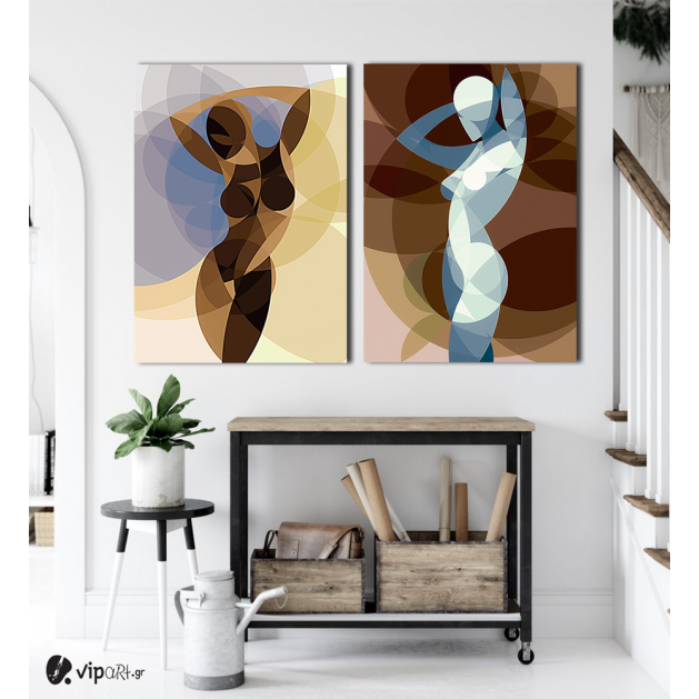 Σύνθεση με πίνακες Καμβάδες : Lady Abstract Art