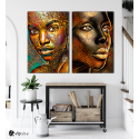 Σύνθεση με πίνακες Καμβάδες : Woman Art Leopar - 2 Τεμάχια 70x50