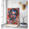 Πίνακας σε Καμβά : Girl portrait colorful painting