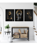 Σύνθεση Με Πίνακες Καμβάδες 70x50 - 3 Τεμάχια - Black And Gold Jewelry