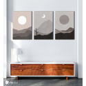 Σύνθεση Με Πίνακες Καμβάδες 60x40 - 3 Τεμάχια -Minimal Moon Art