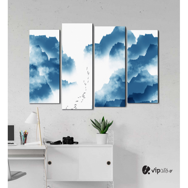 Πίνακας Καμβάς Τετράπτυχος Simple Asian Landscape Wall Art