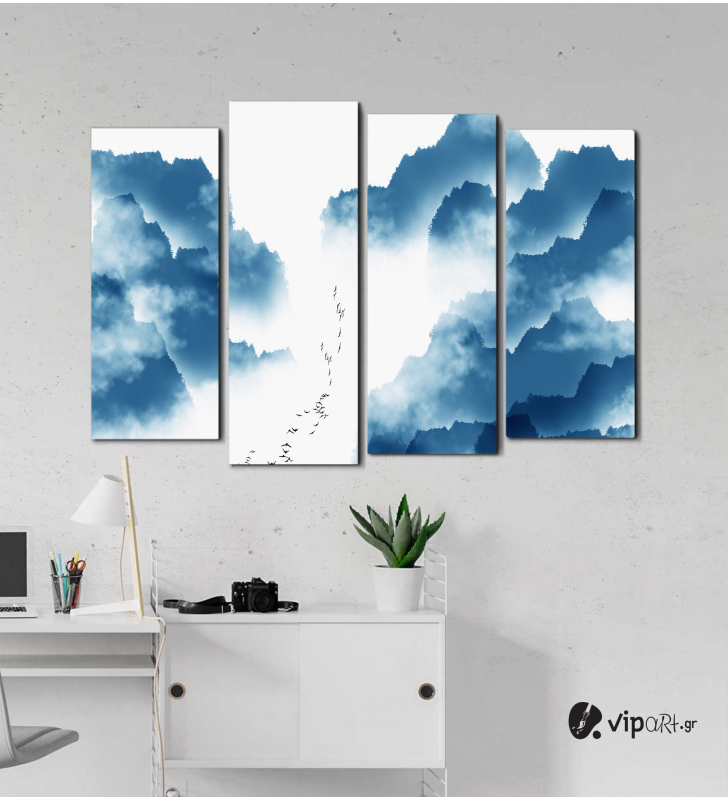 Πίνακας Καμβάς Τετράπτυχος Simple Asian Landscape Wall Art
