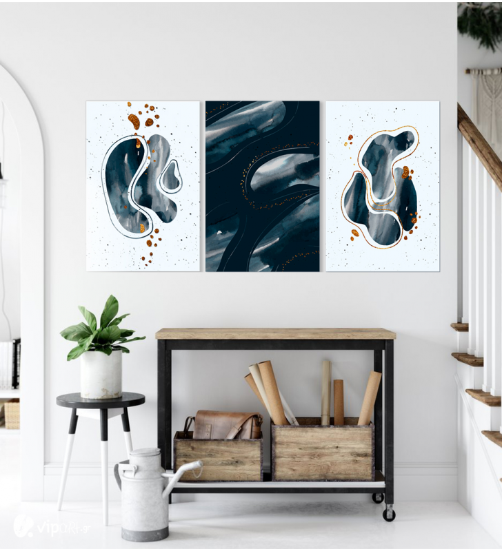 Σύνθεση Με Πίνακες Καμβάδες 60x40 - 3 Τεμάχια - Minimal Marble Synthesis