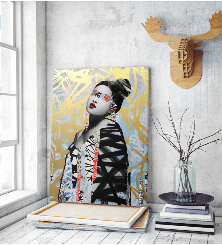 Πίνακας σε Καμβά : Gold Geisha Art