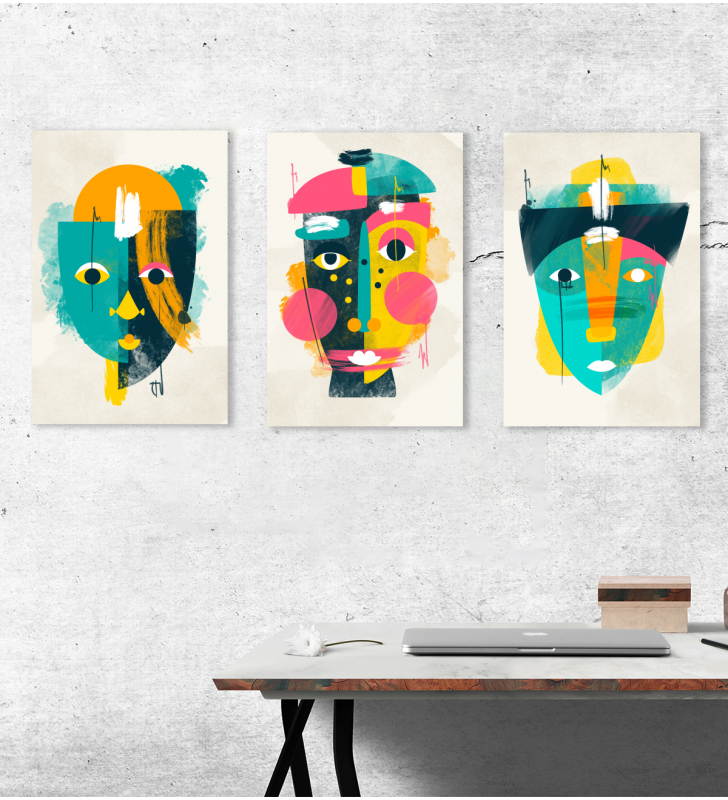 Σύνθεση Με Πίνακες Καμβάδες 60x40 - 3 Τεμάχια - Ethnic Abstract