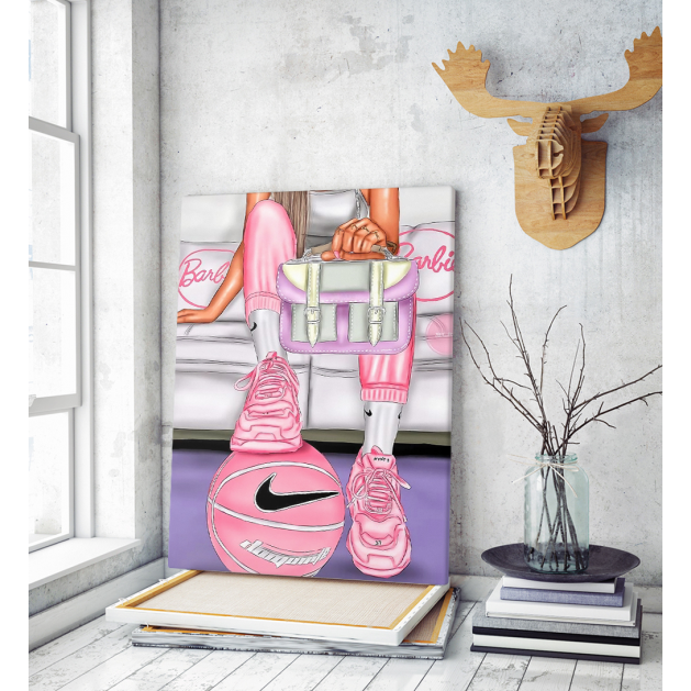 Πίνακας σε Καμβά : Pink Girly Illustration