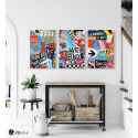 Σύνθεση Με Πίνακες Καμβάδες 60x40 - 3 Τεμάχια - Pop Art Synthesis