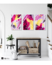 Σύνθεση Με Πίνακες Καμβάδες 60x40 - 3 Τεμάχια - Abstract Pink and Yellow Synthesis