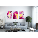 Σύνθεση Με Πίνακες Καμβάδες 60x40 - 3 Τεμάχια - Abstract Pink and Yellow Synthesis