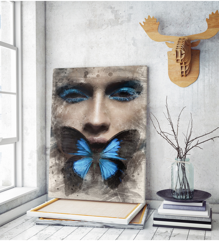 Πίνακας σε Καμβά : Lady Butterfly Portrait
