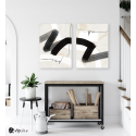 Σύνθεση με πίνακες Καμβάδες : Abstract Black and Beige Synthesis - 2 Τεμάχια 70x 50