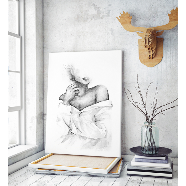 Πίνακας σε Καμβά : Black and White Lady Figure