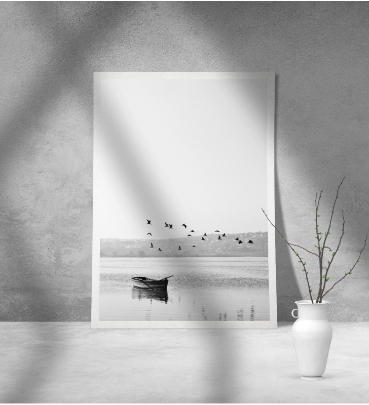 Εκτύπωση σε Αφίσα Χαρτί Black and White Boat