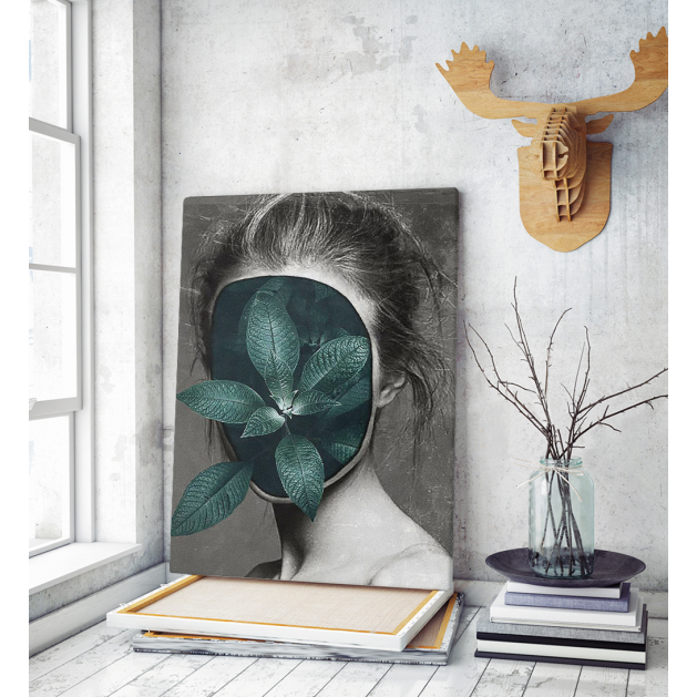 Πίνακας σε Καμβά : Leaf Face Portrait