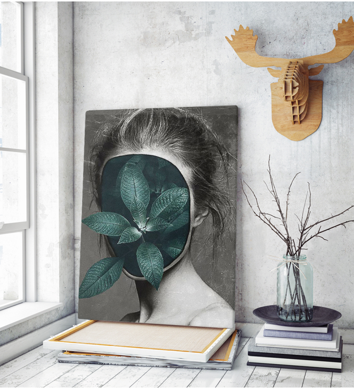 Πίνακας σε Καμβά : Leaf Face Portrait