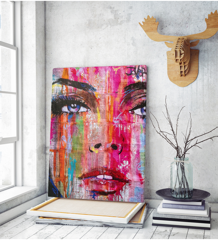 Πίνακας σε Καμβά : Newspaper Abstract Color Portrait