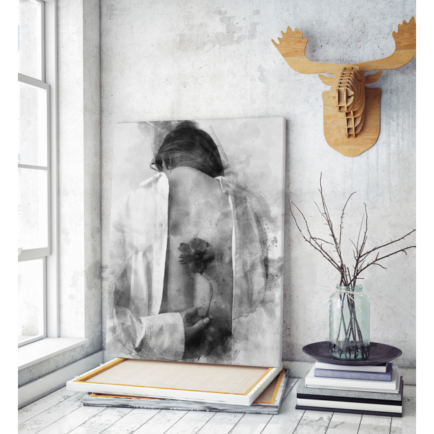 Πίνακας σε Καμβά : Black and White Rose Lady