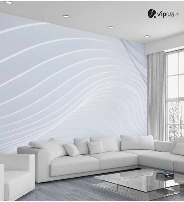 Αυτοκόλλητη Ταπετσαρία Τοίχου 3d : White Line Pattern