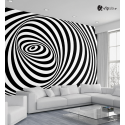 Αυτοκόλλητη Ταπετσαρία Τοίχου 3d : Illusion black & white