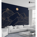 Αυτοκόλλητη Ταπετσαρία Τοίχου 3d : Abstract Gold Line Art Vector