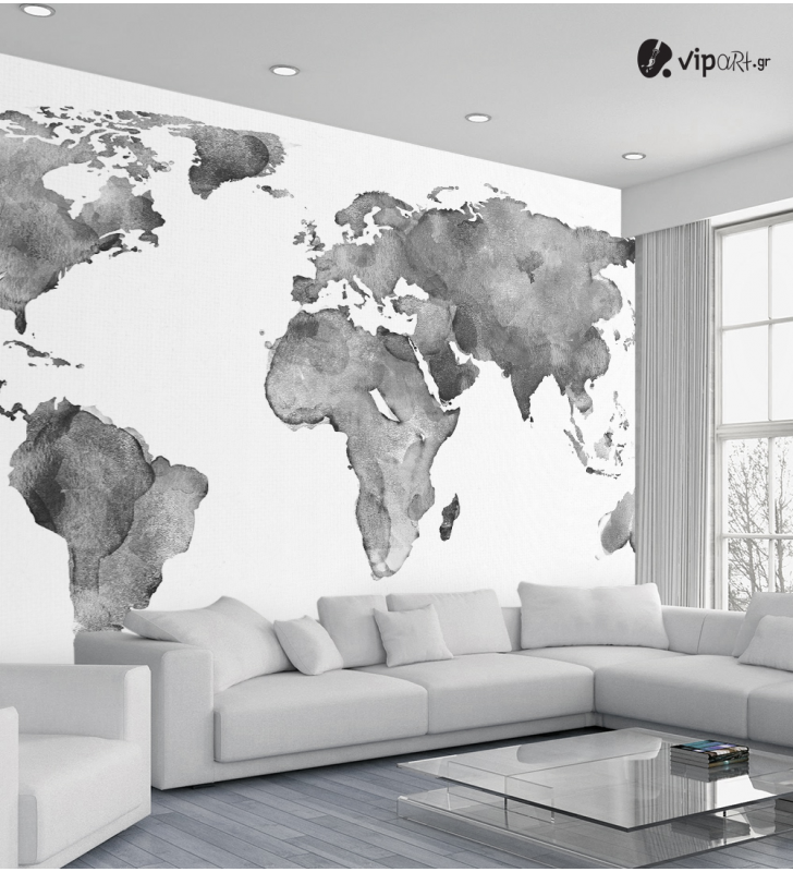 Αυτοκόλλητη Ταπετσαρία Τοίχου 3d : Watercolor Effect World Map
