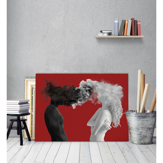 Πίνακας σε Καμβά : Surealism Couple Smoke